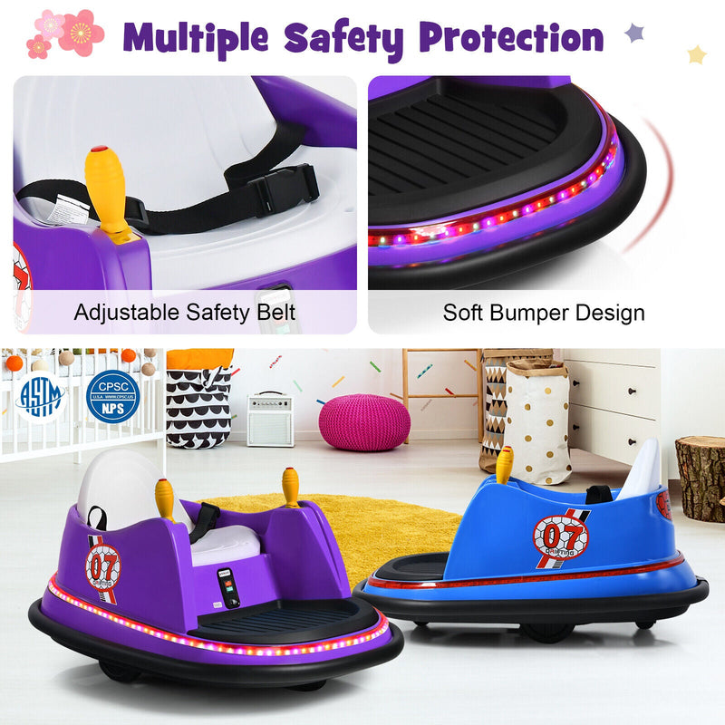 Load image into Gallery viewer, 360° Spin Race Bumper Car for Kids with Remote Control - Purple 12V Vehicle
