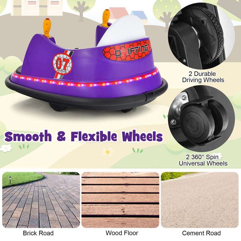 Load image into Gallery viewer, 360° Spin Race Bumper Car for Kids with Remote Control - Purple 12V Vehicle
