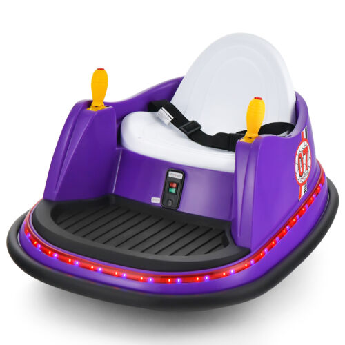 360° Spin Race Bumper Car Toy with Remote Control - 12V Purple Vehicle for Kids