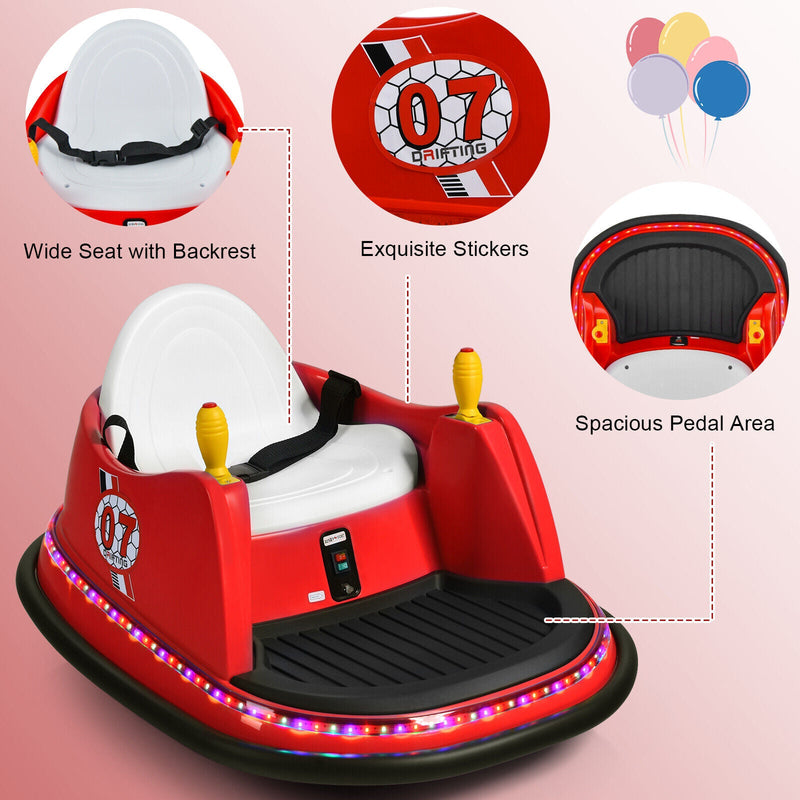 Load image into Gallery viewer, 360° Spin Race Bumper Car Toy with Remote Control - 12V Red Vehicle for Kids
