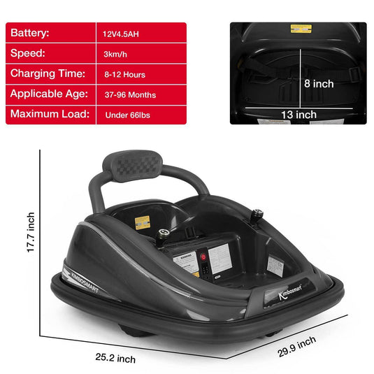 360° Spin Ride On Bumper Car for Kids - Rechargeable Electric Toy Vehicle (12V)