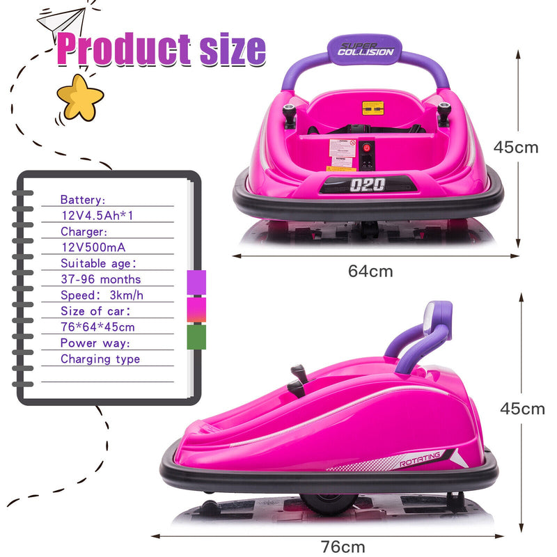Load image into Gallery viewer, 360° Spinning Electric Bumper Car for Kids with Remote Control - 12V Ride-On Toy
