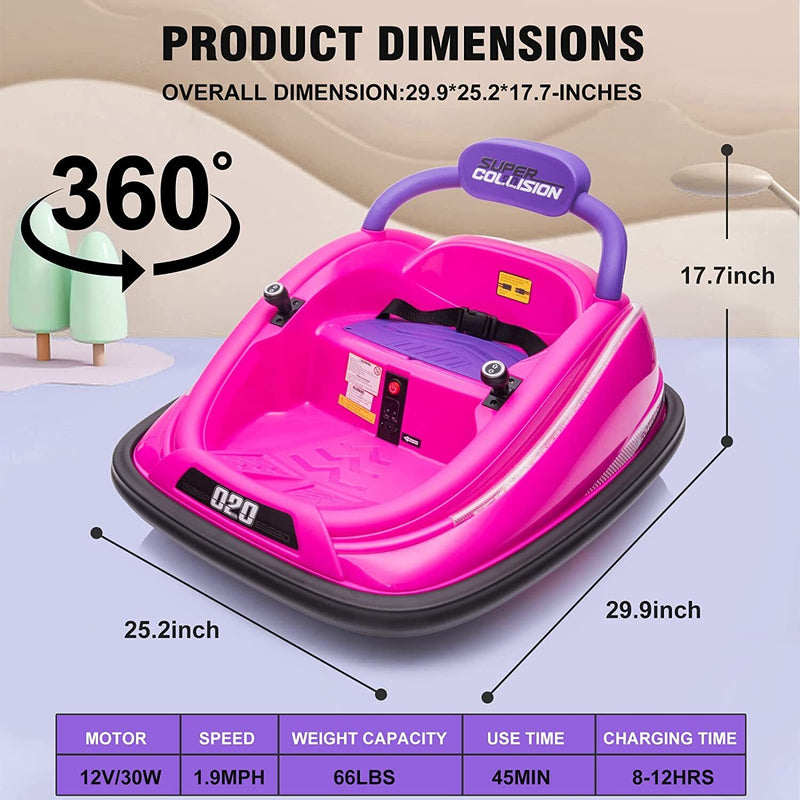 Load image into Gallery viewer, 360° Spinning Electric Bumper Car for Kids with Remote Control and LED Lights - 12V
