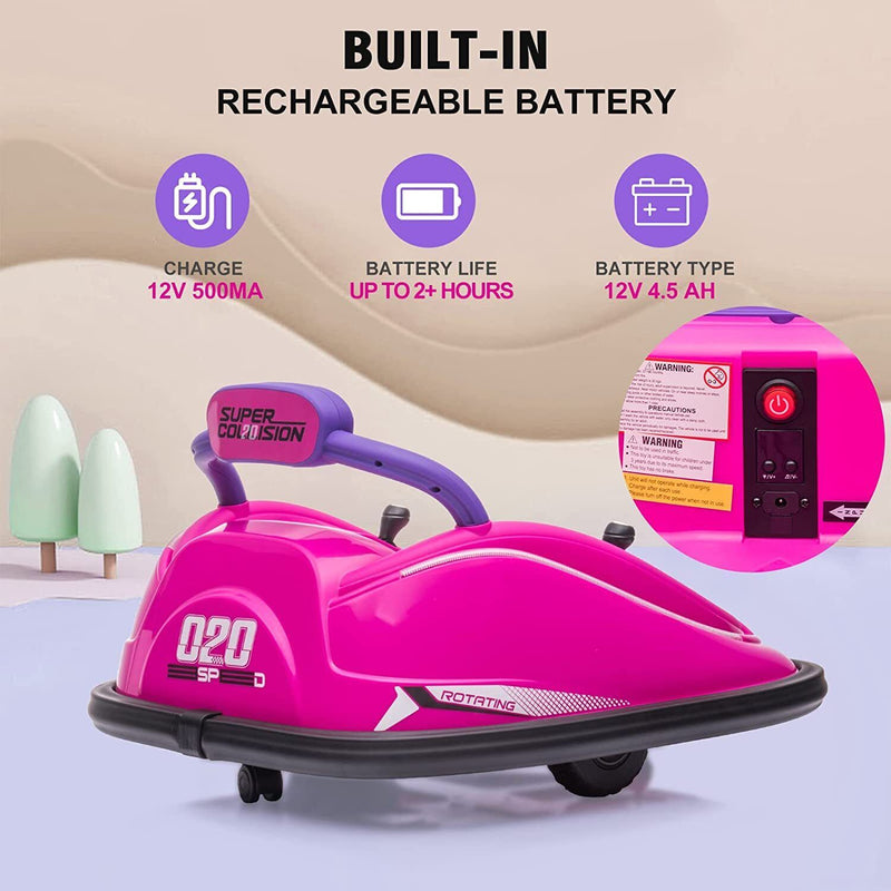 Load image into Gallery viewer, 360° Spinning Electric Bumper Car for Kids with Remote Control and LED Lights - 12V
