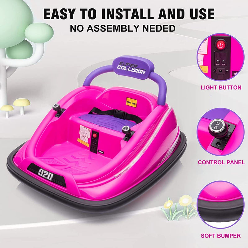 Load image into Gallery viewer, 360° Spinning Electric Bumper Car for Kids with Remote Control and LED Lights - 12V
