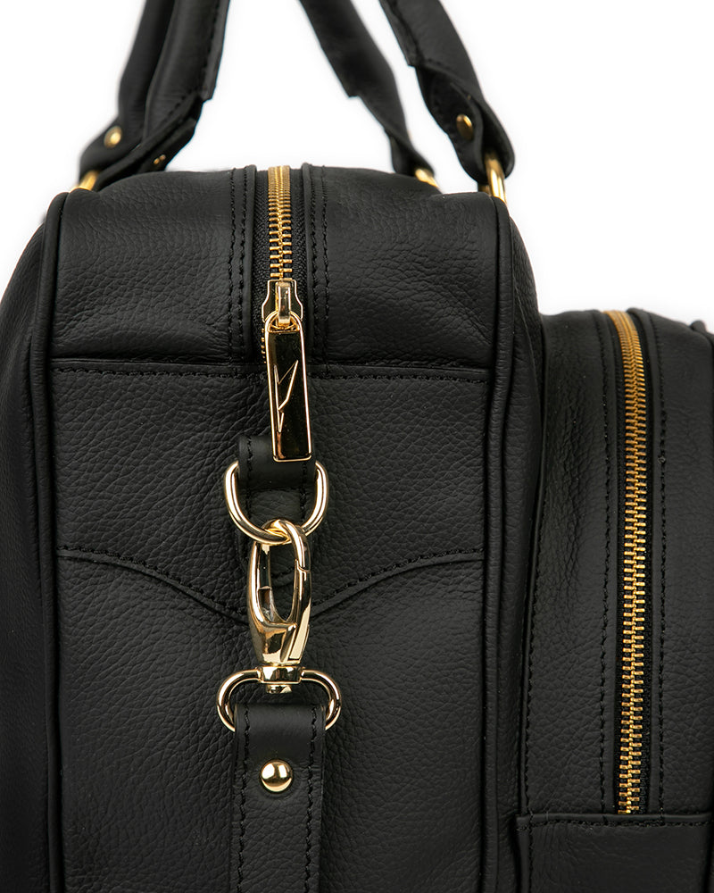 Load image into Gallery viewer, Vintage Leather Handbag Black/Gold
