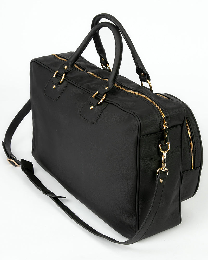 Load image into Gallery viewer, Vintage Leather Handbag Black/Gold
