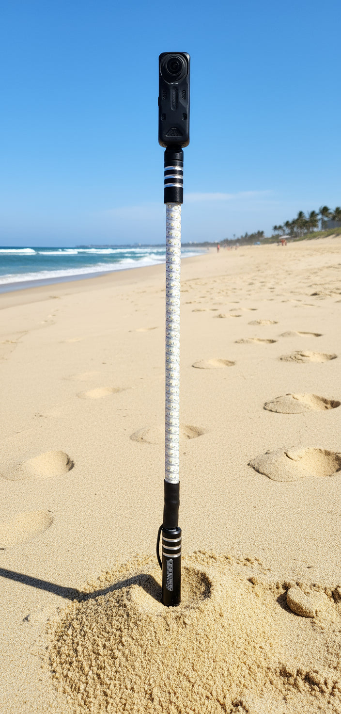 Load image into Gallery viewer, Marshin Whips 2ft Insta360 &amp; GoPro Camera Whip | White-on-White LED | Game Changer Series
