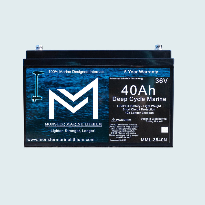 Load image into Gallery viewer, 36V 40AH Bluetooth Deep Cycle Lithium Marine Trolling Battery MML-3640B
