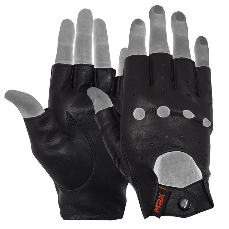 Load image into Gallery viewer, MRX Driving Gloves soft Leather Unlined Motorbike Riding Half Fingers Glove for Unisex
