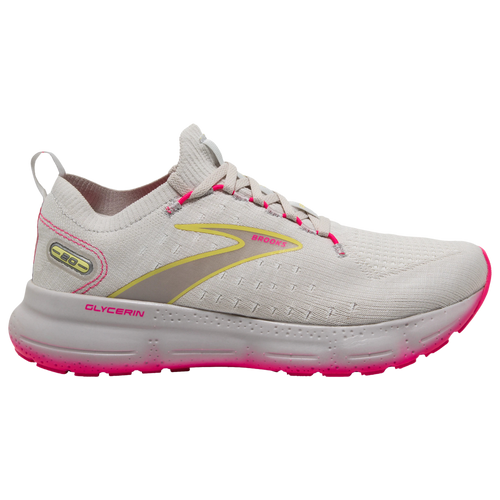 Women's Brooks Glycerin StealthFit 20, Grey/Yellow/Pink, 9.5 B Medium - Skoutley Outdoors LLC
