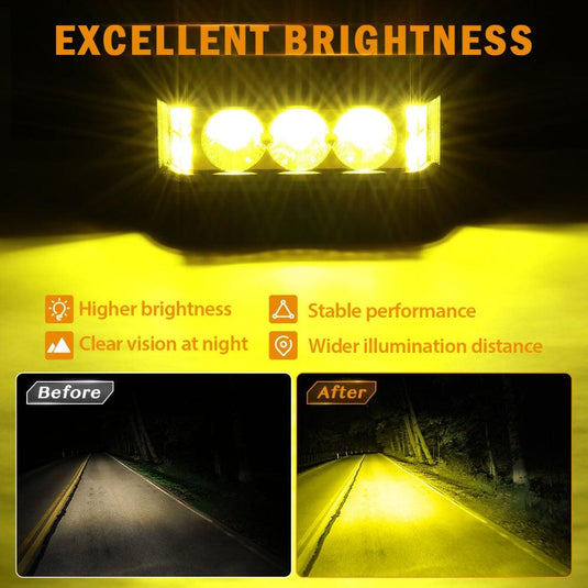 R5 Series | 5 Inch 68W Amber Square Side Shooter Spot Beam LED Pod Lights LED Light Bar
