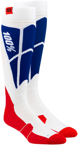 100% Hi-Side Performance Socks - White/Blue - Small/Medium 24008-022-17