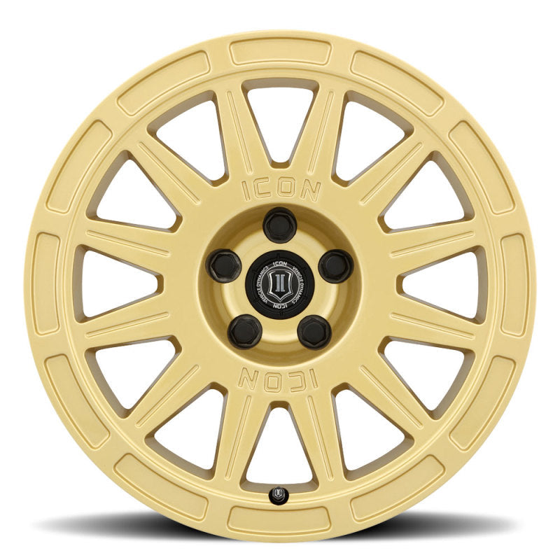 Load image into Gallery viewer, ICON Ricochet 17x8 5x4.5 38mm Offset 6in BS - Gloss Gold Wheel
