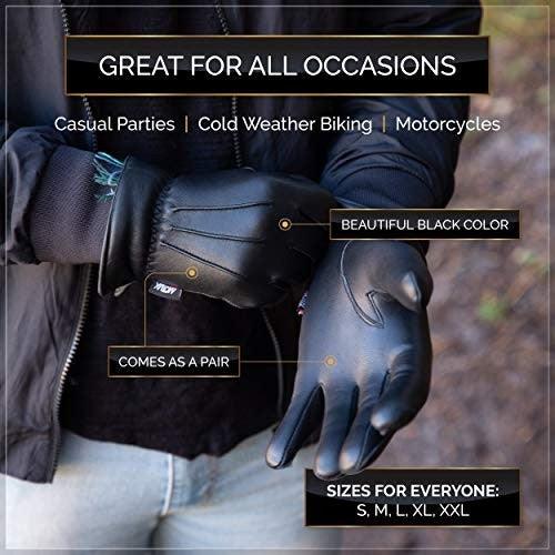 Load image into Gallery viewer, Men’s Warm Winter Dress And Work Gloves, Thermal Lining, Genuine Black Leather
