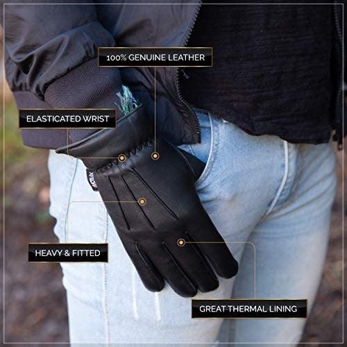 Load image into Gallery viewer, Men’s Warm Winter Dress And Work Gloves, Thermal Lining, Genuine Black Leather
