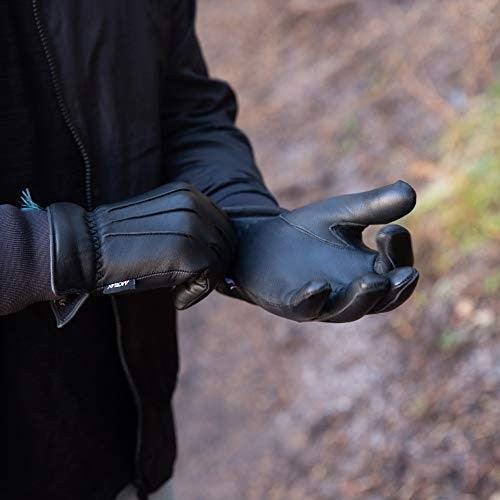 Load image into Gallery viewer, Men’s Warm Winter Dress And Work Gloves, Thermal Lining, Genuine Black Leather
