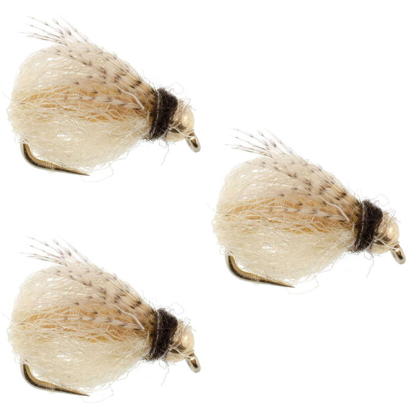 Load image into Gallery viewer, 3 Pack Bead Head LaFontaine Tan Deep Sparkle Caddis Pupa - Hook Size 18
