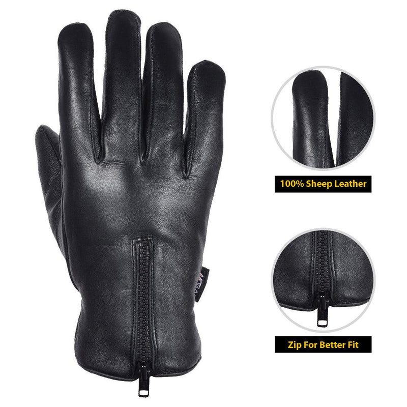 Load image into Gallery viewer, Men’s Warm Winter Dress And Work Gloves, Thermal Lining, Genuine Black Leather
