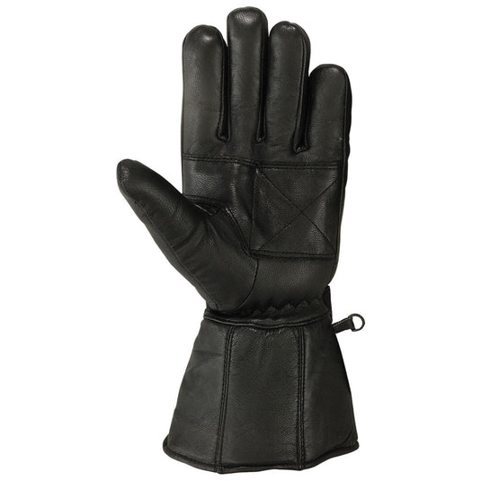 Mens Motorbike Gloves Cold Weather Motorcycle Riding Genuine Leather Black Glove-Black-XL