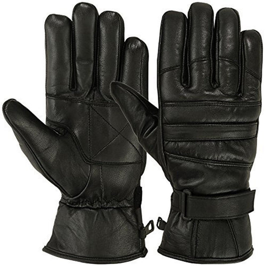Mens Warm Winter Cold Weather Glove Leather Motorcycle Gloves Thermal Linning