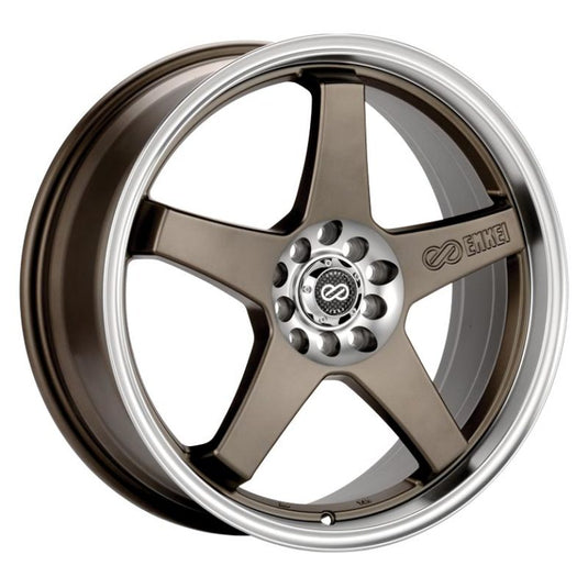 Enkei EV5 17x7 5x100/114.3 38mm Offset 72.6 Bolt Diameter Matte Bronze w/ Machined Lip Wheel