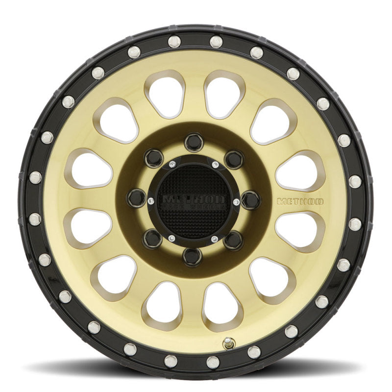 Load image into Gallery viewer, Method MR315 17x8.5 +25mm Offset 8x6.5 130.81mm CB Gold/Black Street Loc Wheel
