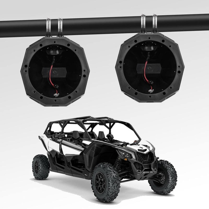 Load image into Gallery viewer, Universal 6.5" Speaker Cage Swivel Pods with 1.75 to 2" Mounting Clamps
