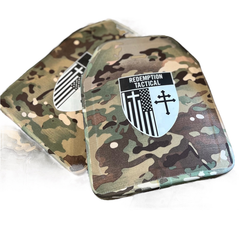 Load image into Gallery viewer, Pair of 10x12 Level IV Ceramic PE Plates Ballistic FRONT AND BACK (SIZE SMALL to LARGE) Curved with Shooters Cut
