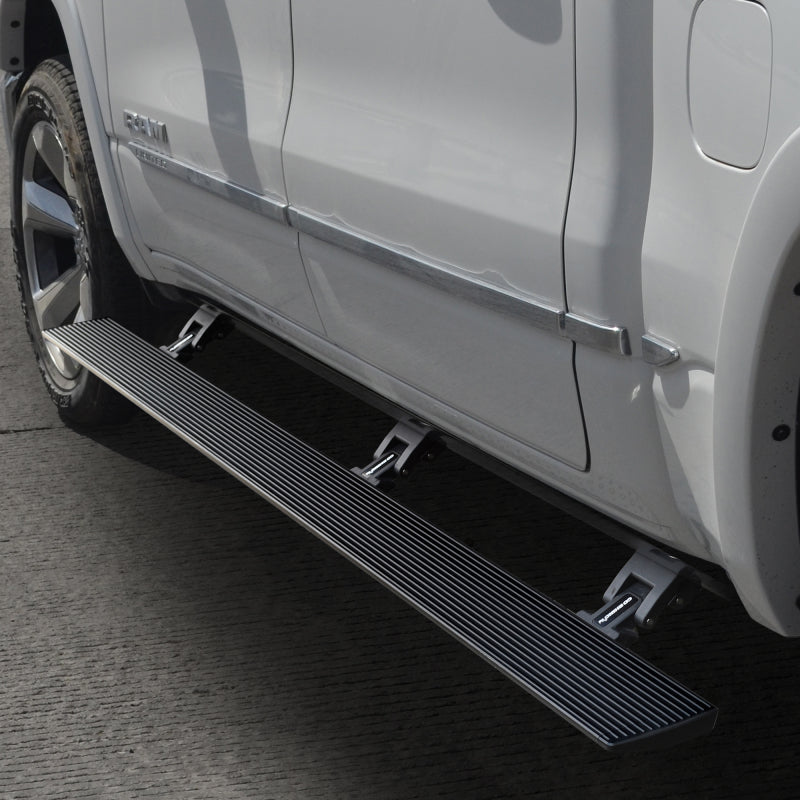 Load image into Gallery viewer, Go Rhino 19-24 Ram 1500 Quad Cab 4dr E1 Electric Running Board Kit (No Drill) - Tex. Blk
