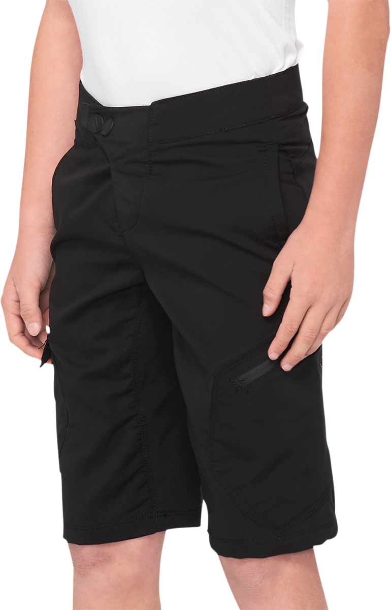 Load image into Gallery viewer, 100% Youth Ridecamp Shorts - Black - US 26 40033-00002

