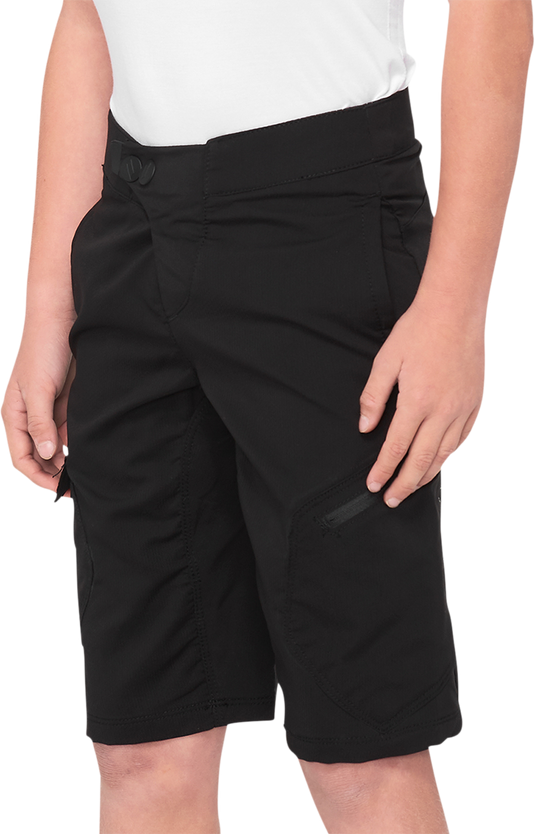 100% Youth Ridecamp Shorts - Black - US 26 40033-00002