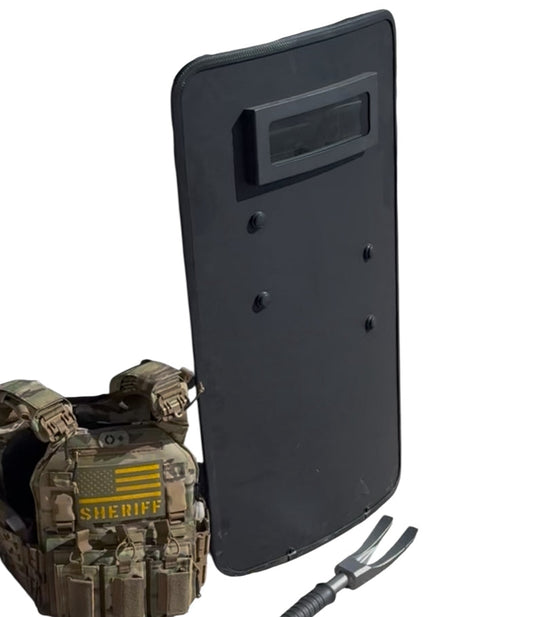 “Shield of Faith” Ballistic Breacher Shield with Clear Ballistic Window 36"x20"