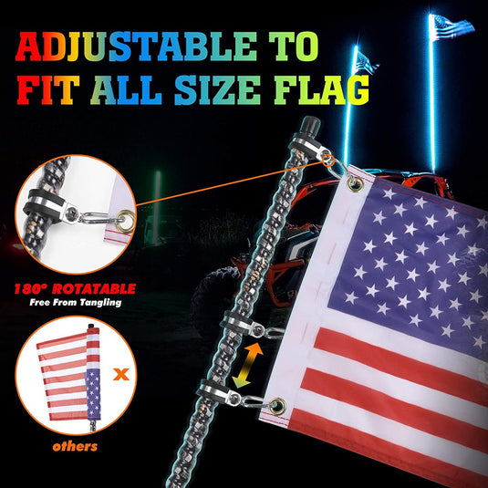 2PCS UTV Spiral Whip Lights with Spring Bases