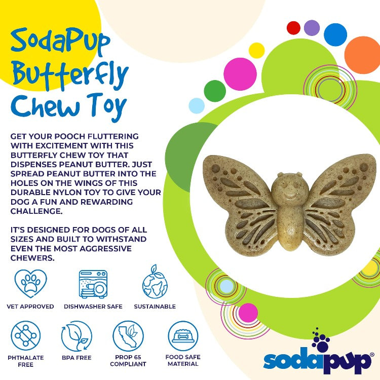Load image into Gallery viewer, Butterfly Nylon Chew &amp; Enrichment Toy | 2-in-1 for Aggressive Chewers | SodaPup
