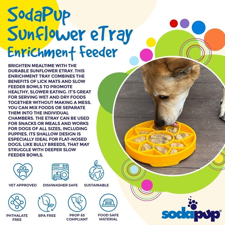 Load image into Gallery viewer, Sunflower eTray Shallow Slow Feeder Dog Bowl for Enrichment | USA Made
