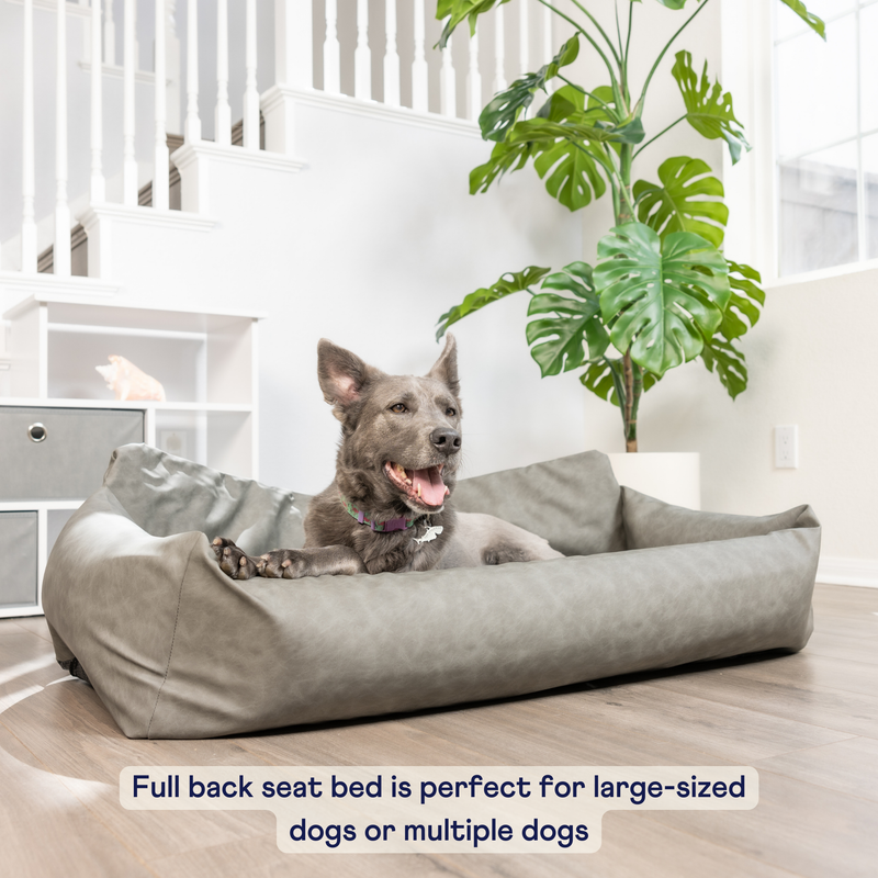 Load image into Gallery viewer, PupProtector™ Faux Cool-to-Touch Vegan Leather Memory Foam Dog Car Bed - Slate Gray
