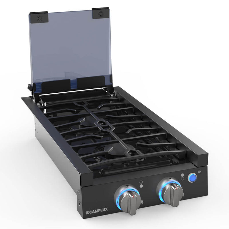 Load image into Gallery viewer, Camplux 2 Burners 12&quot; RV Cooktop Slide-in Gas Stove with Cover
