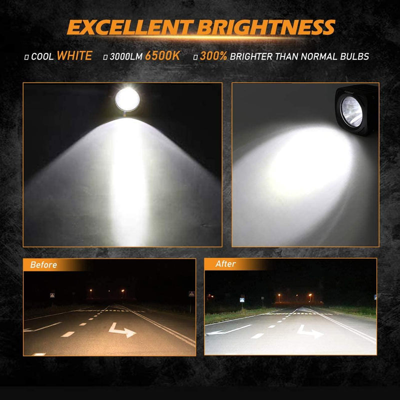 Load image into Gallery viewer, 3.5&quot; 50W Round/Square LED Driving Lights Combo White/Yellow with wiring harness for SUV ATV UTV Trucks Pickup Boat
