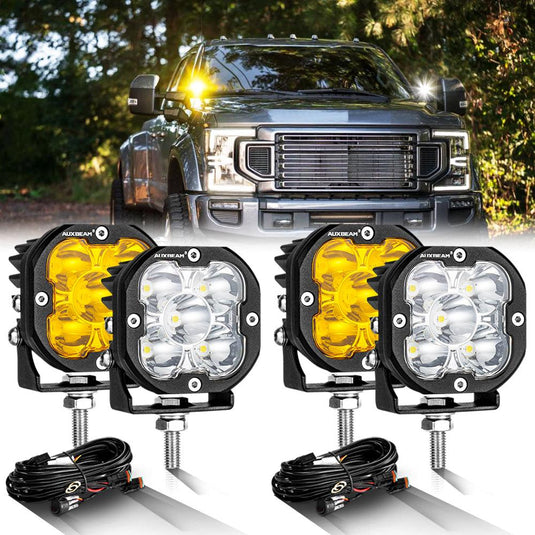 3 Inch 80W 9600LM LED Pods Lights White&Amber for FORD