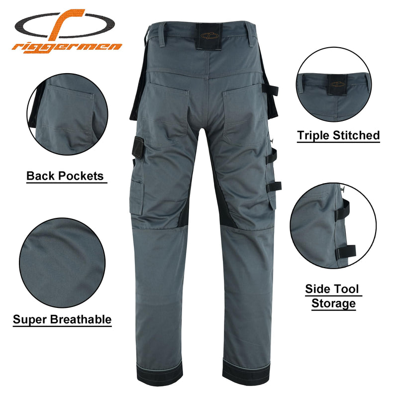 Load image into Gallery viewer, Riggermen Mens Work Pants Lightweight Cargo Tactical Trouser with Holster Pockets Relaxed Fit Safety Pants for Construction
