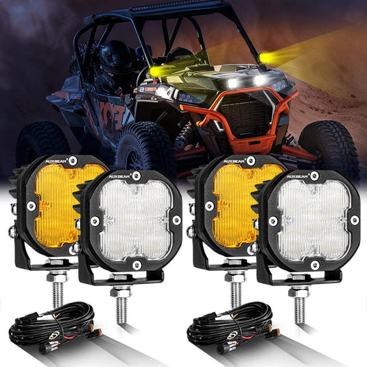3 Inch 80W 9600LM LED Pods Lights White&Amber for ATV UTV SIDE BY SIDE 4X4