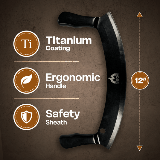 12-Inch Heavy-Duty Pizza Cutter Rocker Blade – Stainless Steel Mezzaluna Knife with Titanium Coating – Professional Pizza Cutter w/ Protective Cover