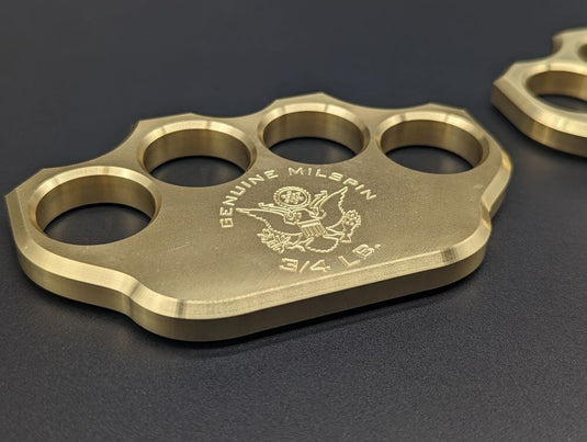 MILSPIN 3/4lb Brass Knuckle American Flag Solid Brass Paperweight