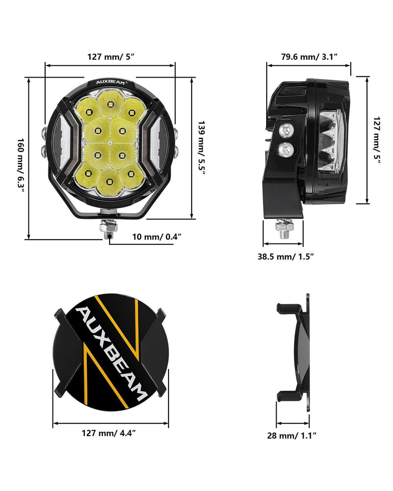 Load image into Gallery viewer, V-ULTRA Series | 5 Inch 172W LED Side Shooter White Pod Lights with Amber DRL
