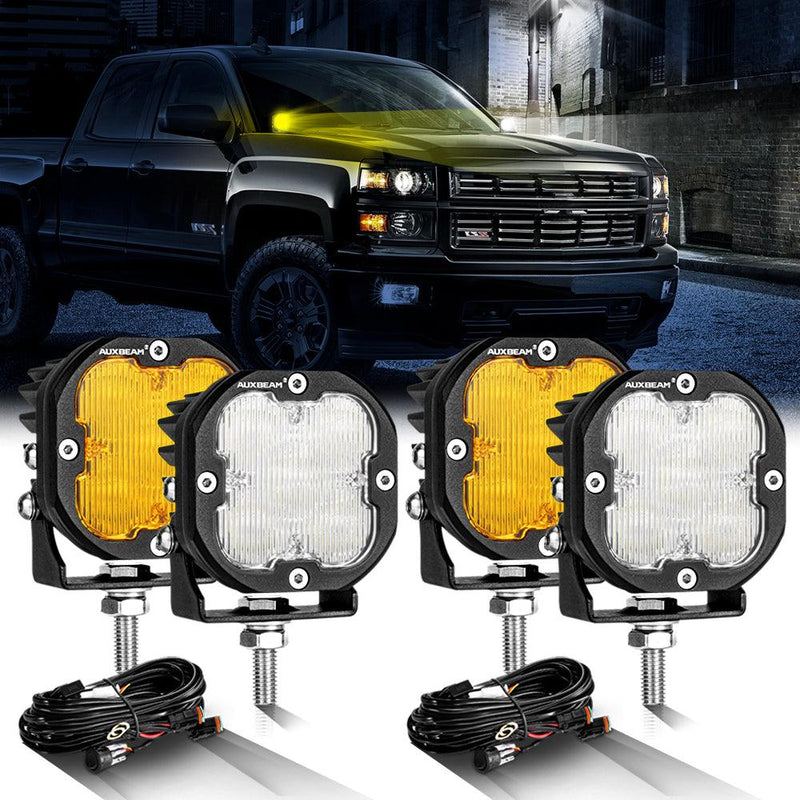 Load image into Gallery viewer, 3 Inch 80W 9600LM LED Pods Lights White&amp;Amber for CHEVROLET
