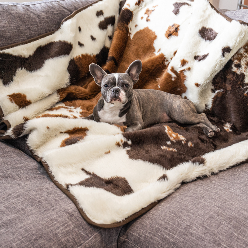 Load image into Gallery viewer, PupProtector™ Waterproof Throw Blanket - Brown Faux Cowhide
