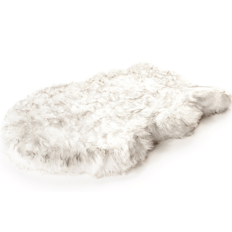 Load image into Gallery viewer, PupRug by Paw.com® Faux Fur Orthopedic Dog Bed - Curve White with Brown Accents
