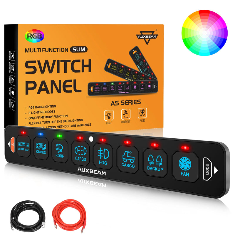 Load image into Gallery viewer, AS Series 4/6/8 Gang RGB Slim Switch Panel with APP&amp;Remote Control, Toggle/ Momentary/ Pulsed Mode Supported(One-Sided Outlet)
