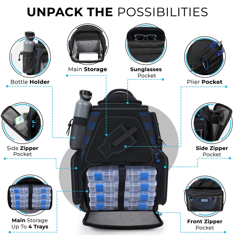 Load image into Gallery viewer, Reaction Tackle Fishing Tackle Backpack- Trays included
